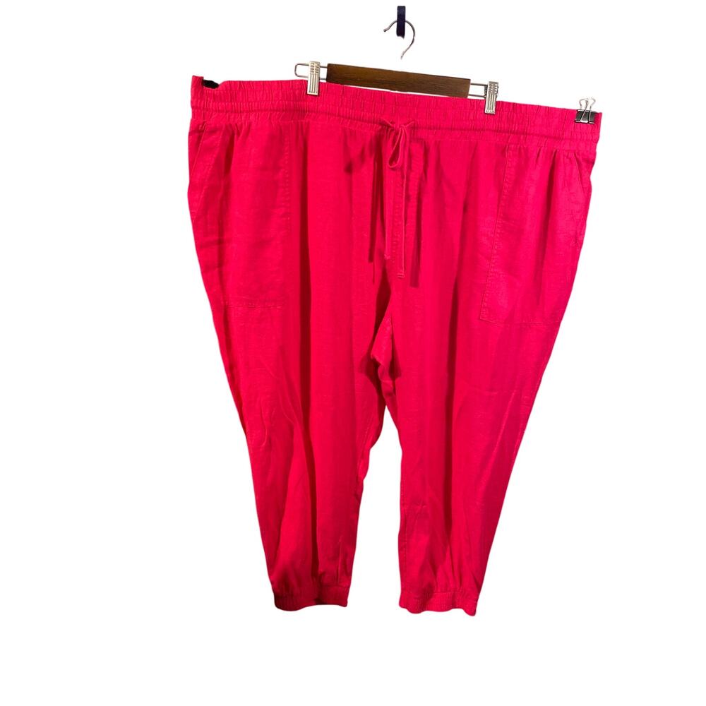 ❤️ Colorful Hot Pink Linen Blend Joggers Plus Size 4X A New Day